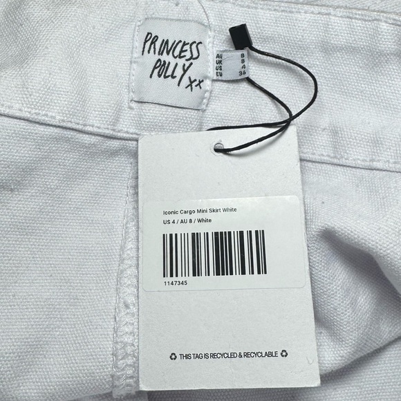 NWT Princess Polly White Denim Cargo Mini Skirt - Picture 7 of 7